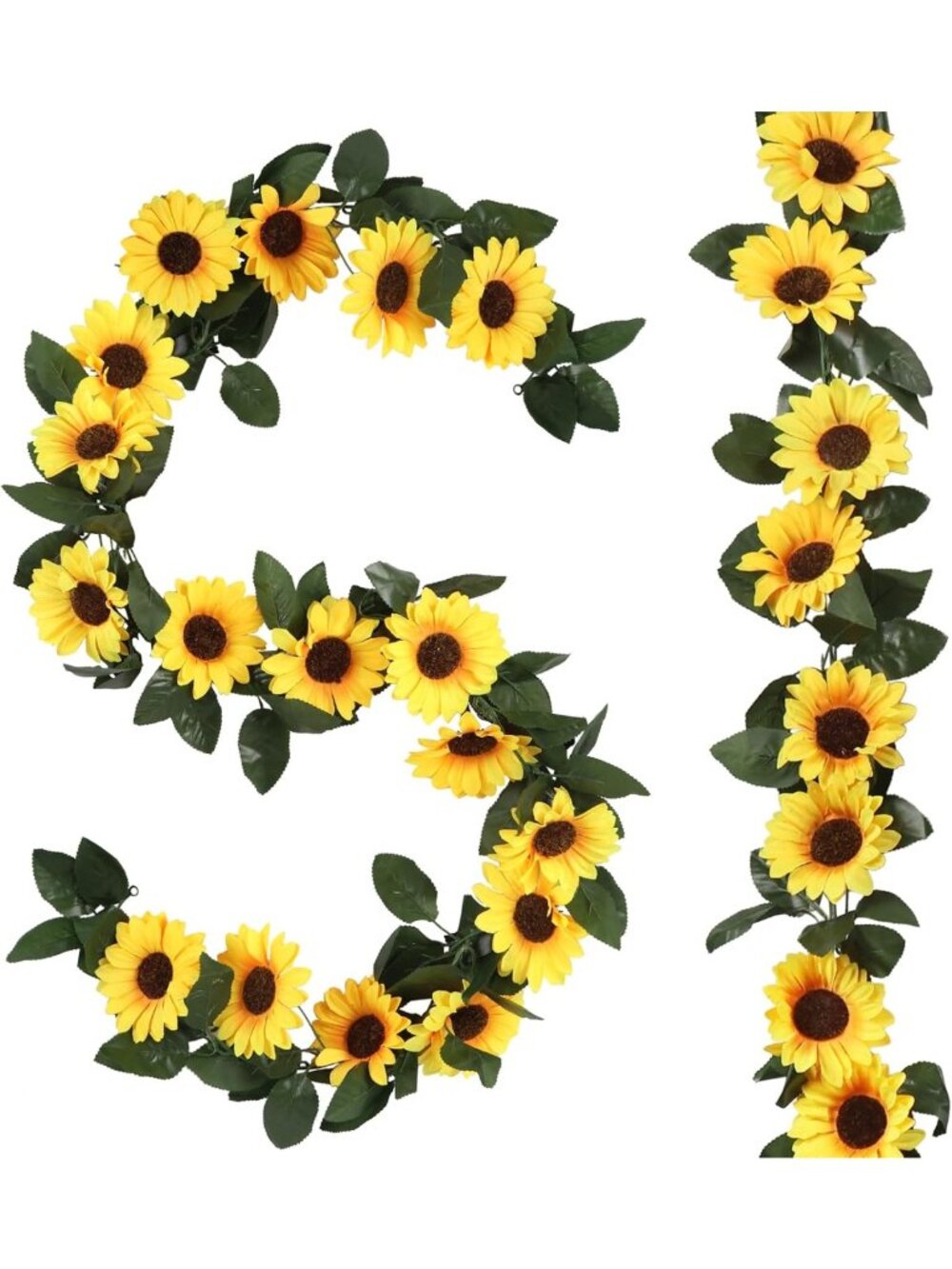 2 Pack 7.5ft Artificial Sunflower Garlands - Silk Hanging Vines for Home & Party